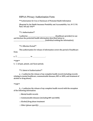 HIPAA authorization form