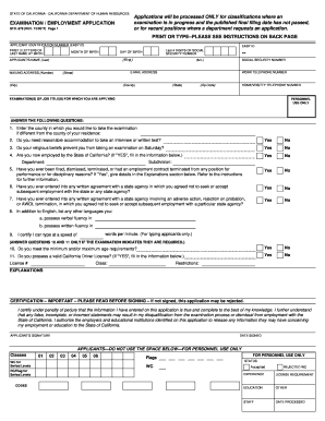 Employment application form