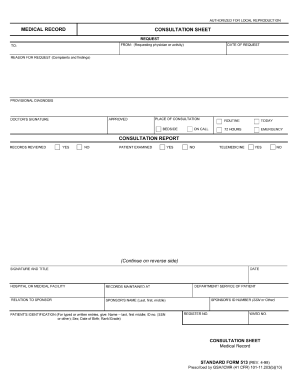 Medical record sheet